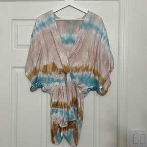 Young Fabulous & Broke Tie-Dye Top in Blue, Pink, and Brown